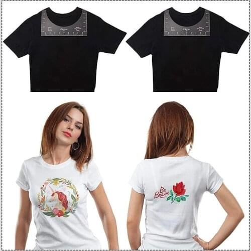 T-Shirt Ruler Guide Tool Transparent Acrylic T-Shirt Guide Ruler Vinyl Ruler Alignment Fabric Heat Press Tool Fabric DIY UD88