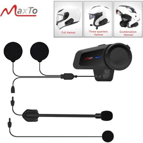 Universal Pairing Waterproof 6 Riders 1000M Motorcycle Bluetooth 5.0 FM MP3 Helmet Casco Intercom Headset Interphones Maxto M2