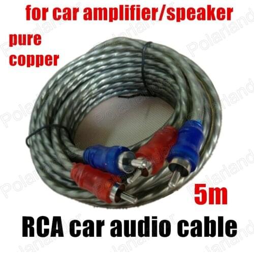 Hot sale RCA to RCA pure copper 1pcs 5m cable car audio amplifier sets audio cable power cable speaker wire green