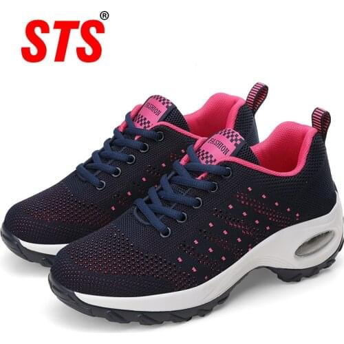 STS WomenS Shoes Casual Large Size Ladies Sneakers Flying Woven Hollow Breathable Shock Absorption Comfortable WomenS Shoes