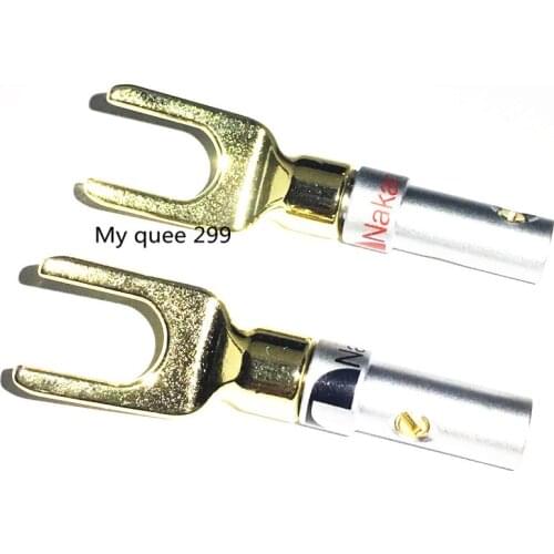 10pcs High quality Nakamichi Y/U Type Brass Speaker Plugs Audio Screw Fork Spade Connector