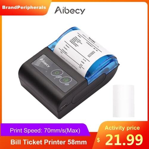 Mini Thermal Printer 2 inch Wireless USB Receipt Bill Ticket Printer with 58mm Print Paper Compatible with iOS Android Windows