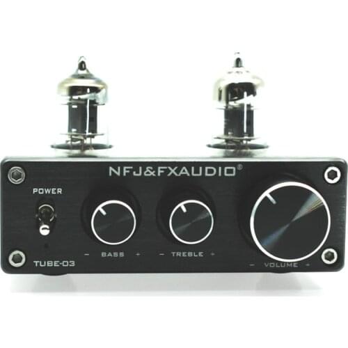 FX-AUDIO TUBE-03 MINI Bile 6J1 Preamp Tube Amplifier Buffer HIFI Preamplifier Bass Adjustment amplificador audio DC12V