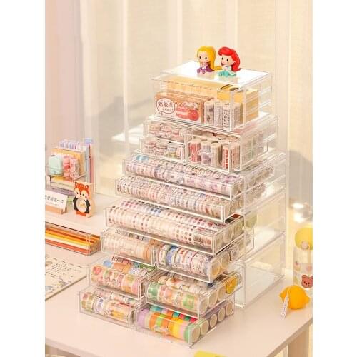 INS Multi-Layers Desktop Stationery Organizer Storage Box Drawer Type Pen Pencil Tape Holder School Office Storage Basket