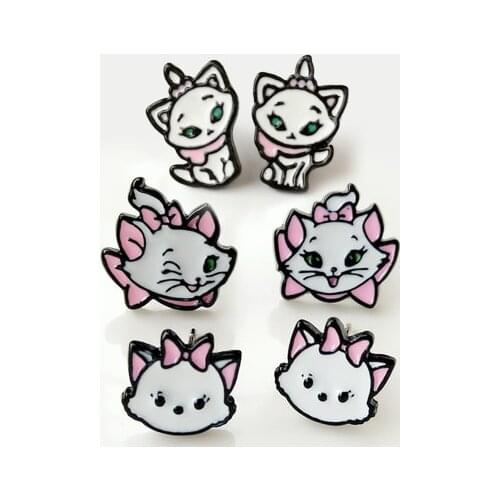 Disney Marie Cat Fashion Anime Action Figures Cartoon Products Accessories Stud Earrings Girls Unisex Birthday Gifts
