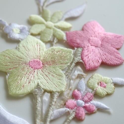 Fashion water soluable embroidered Patches for clothing DIY sew on floral parches Embroidery lace appliques for dresses