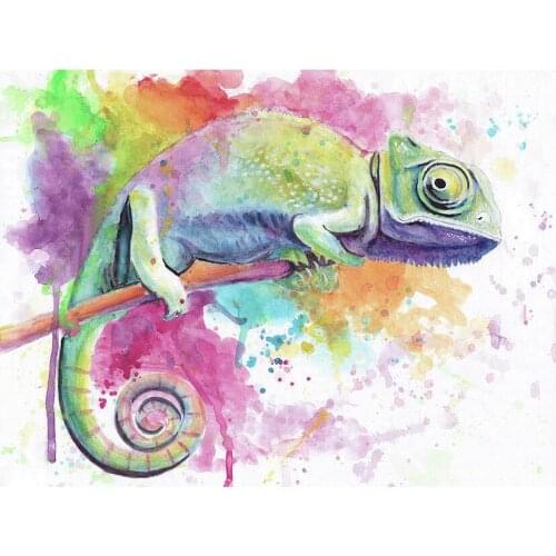 5D Diy Animal Diamond Painting Chameleon Cross Stitch Kits Diamond Embroidery Home Decoration Painting Label GJ467