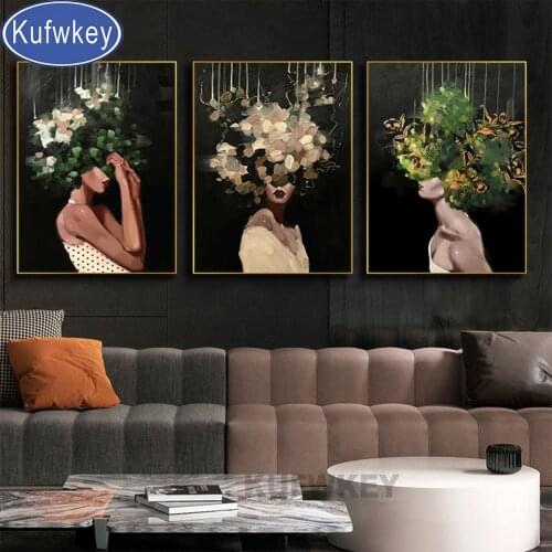 3 piece set diamond painting Abstract flower woman 5 d diamond embroidery full drill crystal 3d puzzle mosaic wall art