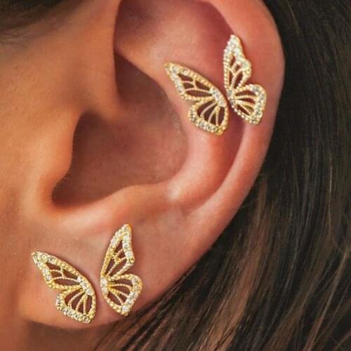 Fine Me Hollow Alloy Butterfly Stud Earring 4 pcs set Cute Small Earrings for Women 2020 New Fashion Jewelry Accessories