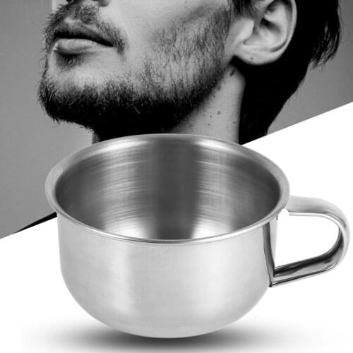 New Stainless Steel Metal Shaving Bowl Cup Shaving Razor Container Barber Mens Shaving Bowl With Handle For Soap Cream