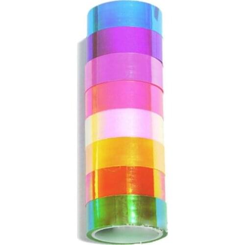 2021 New 8pcs/set Rhythmic Gymnastics Decoration Holographic Glitter Tape Ring Stick Accessory 15mm*5m Stationery Decorative DIY