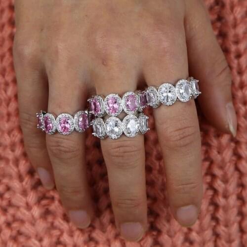 New Trendy Crystal Engagement band Hot Sale Rings For Women AAA White cubic zirconia elegant Female Wedding Jewelry