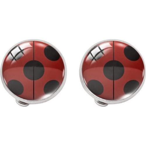 2021 New Arrival Laddybug Insects Cartoon Glass kids clip earrings Cute Ladybugs Jewelry No Pierced Earrings Gifts for Kids