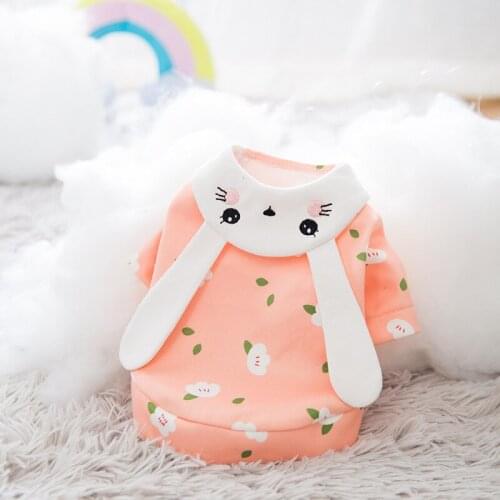 Pet Clothes Dog Pink Rabbit Big Ear Hoodies Dog Costumes for Small Dogs Puppy Clothes Teddy Printed Two Legged Garment