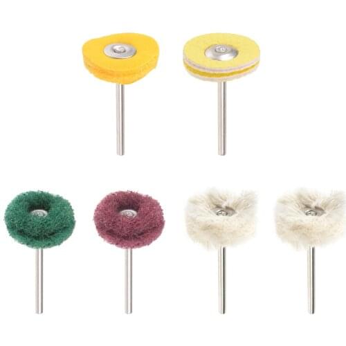 Uxcell 1" Mini Buffing Polishing Wheel Kit with 1/8" Shank Nylon Cotton Cloth Abrasive Wheel for Rotary Tool 6pcs