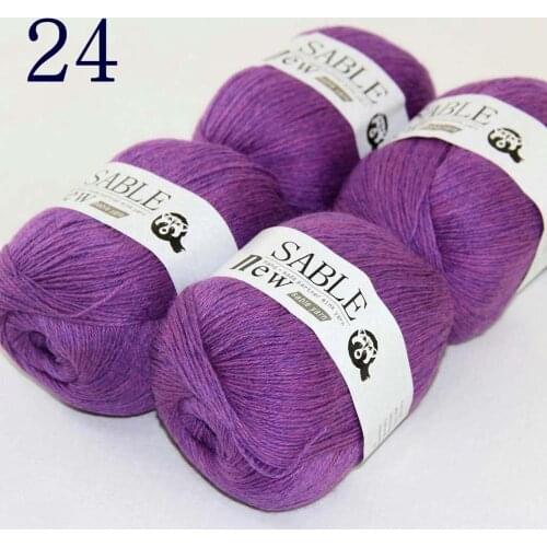Sale Super Soft 4X50g Pure Sable Cashmere Wrap Shawls Hand Knit Wool Crochet 243-24 Violet