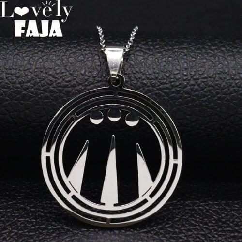 2021 Silver Color Stainless Steel Awen Druid Symbol Logo Sharm Amulet Decal Pin Patch Pendant Necklace Jewelry gargantilla N1967