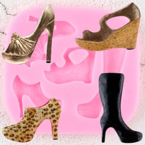 High Heels Shoes Silicone Molds Boots Cupcake Topper Fondant Mold DIY Cake Decorating Tools Candy Resin Clay Chocolate Moulds