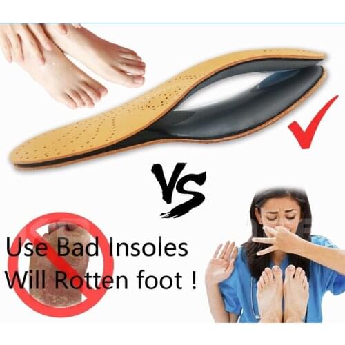 High Quality Leather Orthotics Insole for Flat Foot Arch Support 25mm Orthopedic Silicone Insoles for Men and Women insole