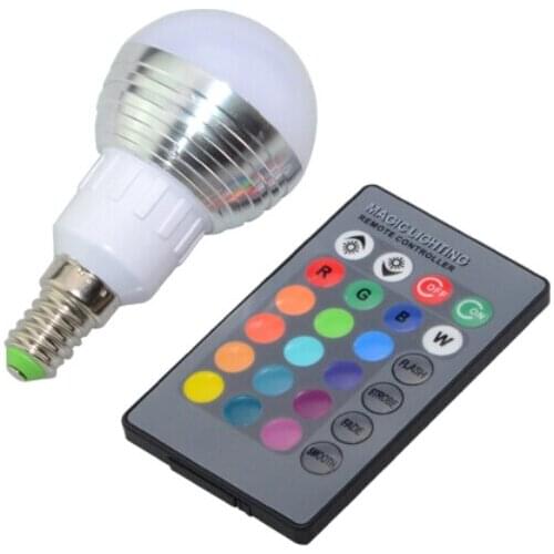 E14 E27 Led Lamp Spotlight 3W 85-265V 110V 220V Colorful RGB Bulb Chandelier Lustre Lanterna Led Light +24Keys Remote Controller