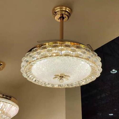 LED Ceiling Fan Crystal Chandelier Dining Room Living Room Bedroom with Electric Fan Light Luxury Ceiling Fan with Light