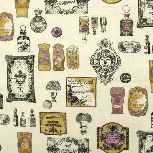 Ripstop Cotton Linen Fabric for sewing pathwork, bedding, hadmaking, tower and pen - Perfume bottle - grey (width=130cm)
