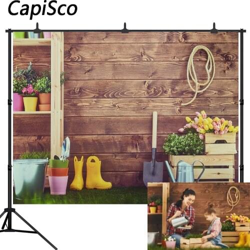 Capisco Spring Easter Photography Backdrops Grass Wooden Wall Baby Shower Kids Newborn Portrait Background Photo Studio Shooting