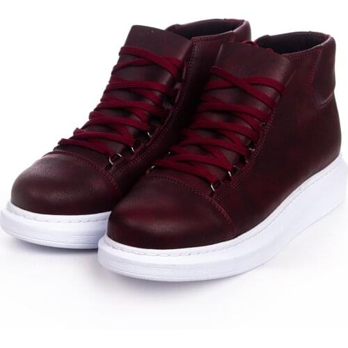 YTHG Mens and Womens Shoes Sneakers Comfortable Ankle Claret Red Faux Leather Fall Season Unisex Gentlemens Fashion lace Up Office Trekking Outdoor Light Odorless Breathable Warm Boots Non Slip Snow