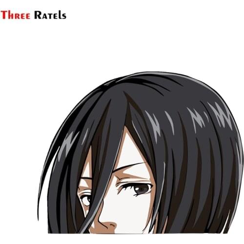 Three Ratels FC149 Funny 3D Sticker For MIKASA ACKERMAN PEEKING Bumper Window Helmet Vinyl Decal Peeker Car Stickers