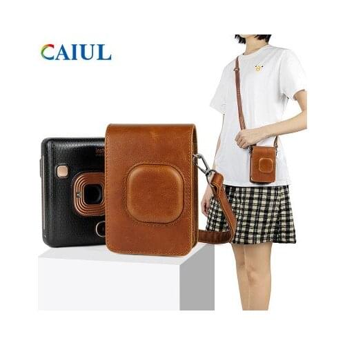 For Polaroid mini liplay camera bag retro protective cover PU leather bag literary small hijab shoulder