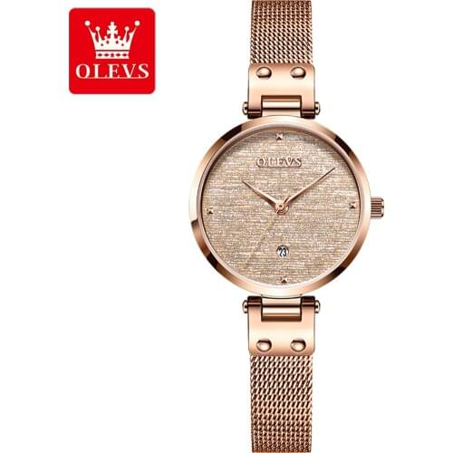 OLEVS New Design Women Watches Elegant 29MM Dial Coffee Mesh Band Reloj Mujer Japanese Quartz Movement Luxury Relogio Feminino