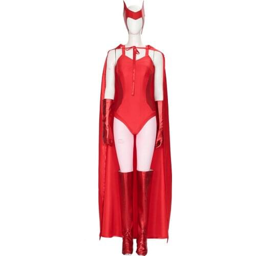 Wanda Vision Scarlet Witch Wanda Maximoff Cosplay Costume Women Jumpsuit Outfits Halloween Carnival Suit cloak