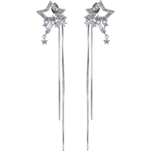 ZSLBS Fashion Tassel Drop Earrings For Women Zirconia Crystal Simple Stud Earring Jewelry Pendientes Mujer Boucle Oreille Femme