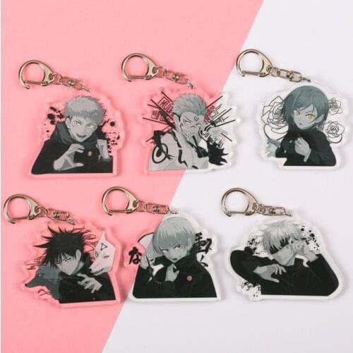 1Pcs Jujutsu Kaisen Gojo Satoru Keychains Yuji Itadori Megumi Fushiguro Nobara Kugisaki Acrylic Double Sided Cosplay Props