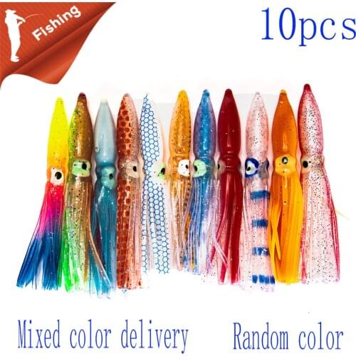 10pcs 8Cm Light-emitting Squid Smoking Smoking Smoking Soft Loks Big Octopus Sea Fishing Lok Wobblers Silicon For Fish Jig Head