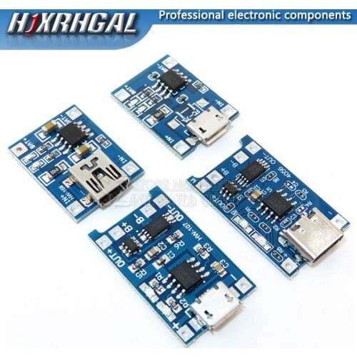 5PCS Micro USB TYPE-C 5V 1A 18650 TP4056 Lithium Battery Charger Module Charging Board With Protection Dual Functions 1A Li-ion