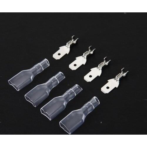 50sets 4.8mm with transparent sheath inserted spring male connector terminal Faston with insulator for wire