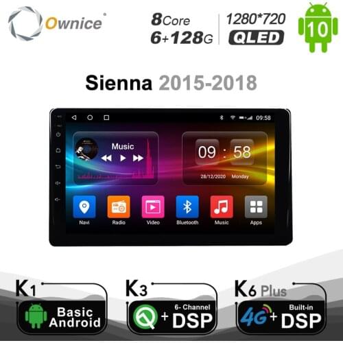 6G+128G QLED For TOYOTA Sienna 2015 - 2018 Android 10.0 Car DVD Radio Play Wifi GPS Navigation SPDIF DSP 4GLTE BT5.0 1280*720