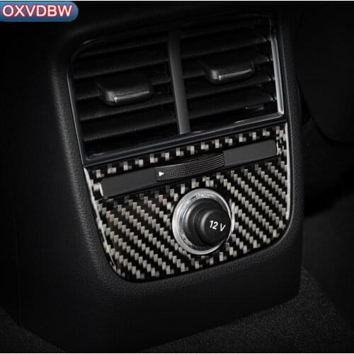 Auto Interior Accessories 3D Carbon Fiber Rear Seat Cigarette Lighter Panel Stickers Trim Cover For Audi A3 S3 2014-2018 Styling