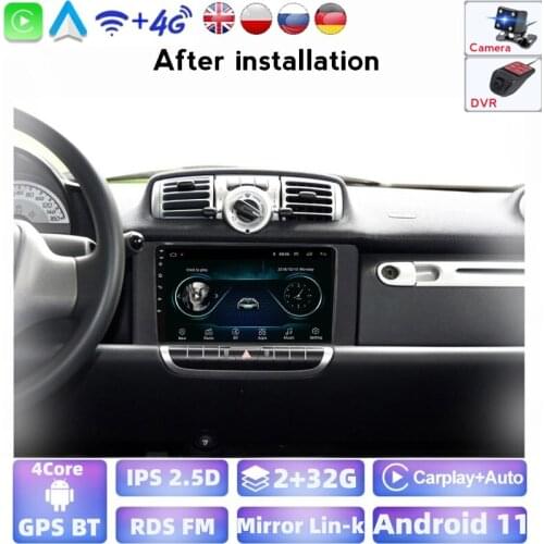 32GB ROM 9 Inch Car Multimedia Player For Benz Smart Fortwo 2011-2015 Android 2.5D Navigation WiFi BT Radio Stereo GPS