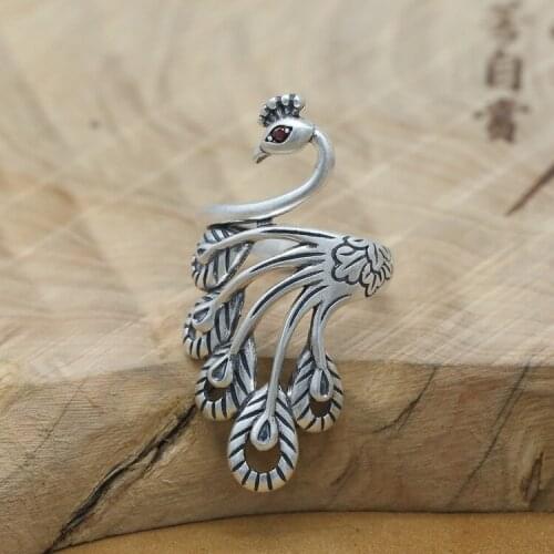 Bohemian Vintage Peacock Rings For Women Charm Ring Party Wedding Fashion Jewelry Gifts