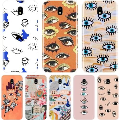 For Samsung Galaxy J3 J5 J7 2015 2016 2017 J2 J5 J7 Prime Phone Case Silicone Eyes Eyelash Back Cover For Samsung J4 J6 J8 Plus
