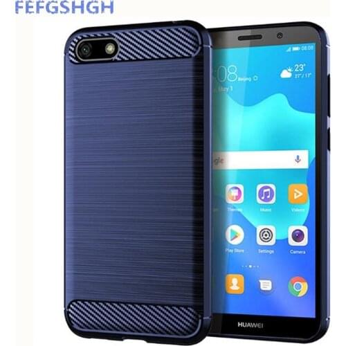 Carbon Fiber Cover For Huawei Y5 Y6 Y7 Prime 2018 Case Rubber Silicone Phone Cases For Huawei Y5 Lite 2018 Y7 Pro Back Case