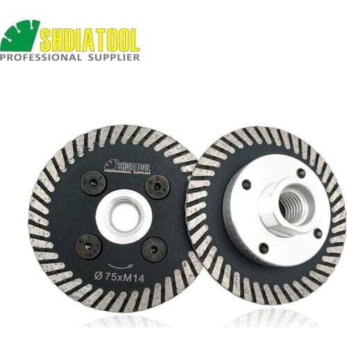 SHDIATOOL 2 pcs 75mm Hot pressed mini turbo diamond blades with removable M14 flange Mini Carving cutting disc Diamond wheel