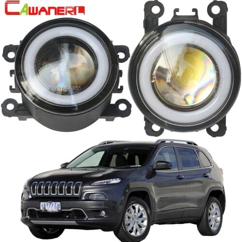 Cawanerl For Jeep Cherokee KL 2014 2015 2016 Car LED Fog Light Angel Eye DRL Daytime Running Lamp 30W 3000LM 12V Accessories