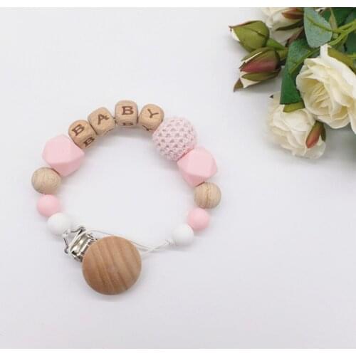 Unified baby letters Handmade Silicone Pacifier Chains Safe Teething Chain Baby Teether Eco-friendly Pacifier Clips Holder Chain