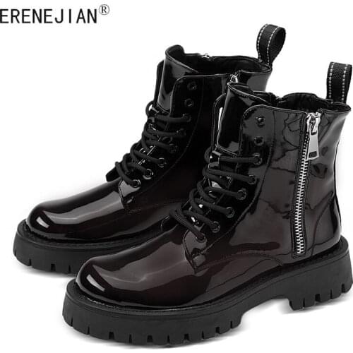 ERENEJIAN Autumn Winter Mens Martin Boots Fashion Leather High Top Shoes For Male British Style Ankle Boots Footwear