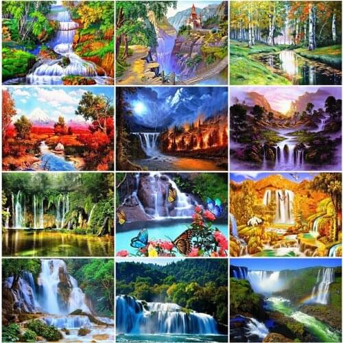 EverShine 5D DIY Diamond Painting Full Square Drill Waterfall Diamond Embroidery Landscape Nature Picture Rhinestone Mosaic Art