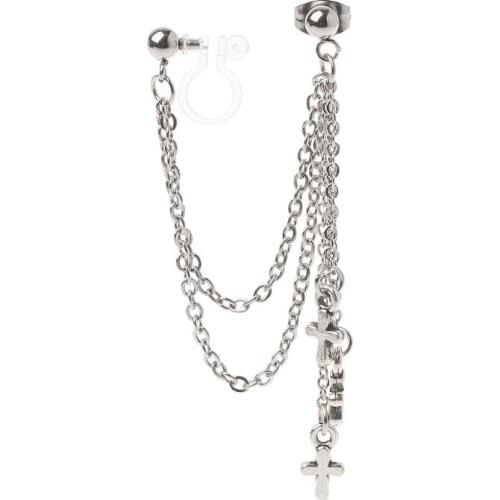 Titanium Steel Korean KPOP Bangtang Boys Cross Pendants Triple Chain Earring