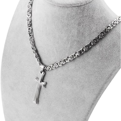 Cross Pendant Necklace chains Hip hop Stainless Steel Byzantine emperor Chain Necklaces Jewelry Gift Wholesale personnalisable